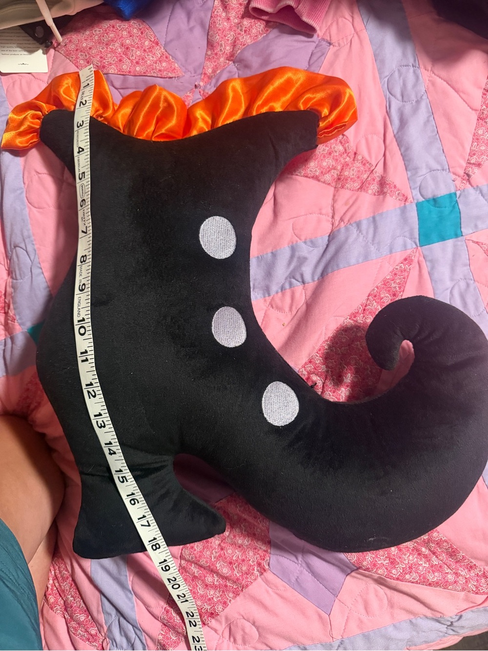 Black and Orange Decorative Witch Hat Accent Pillow - Unbranded